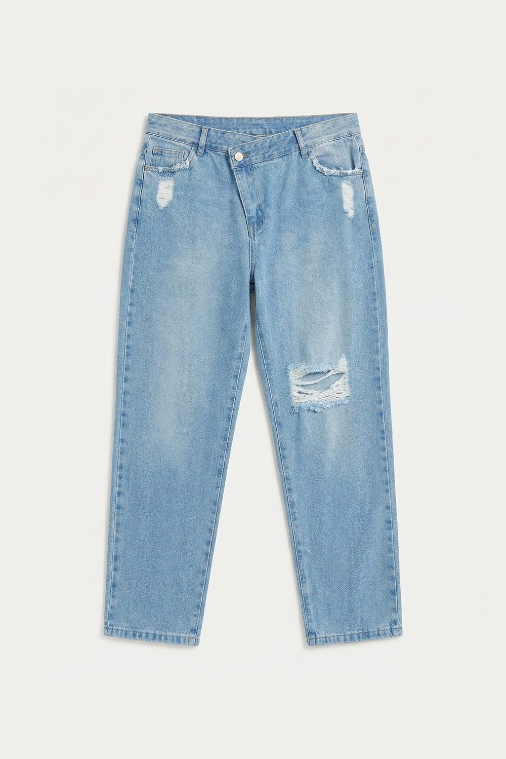 JEAN TIRO CRUZADO CON ROTURAS